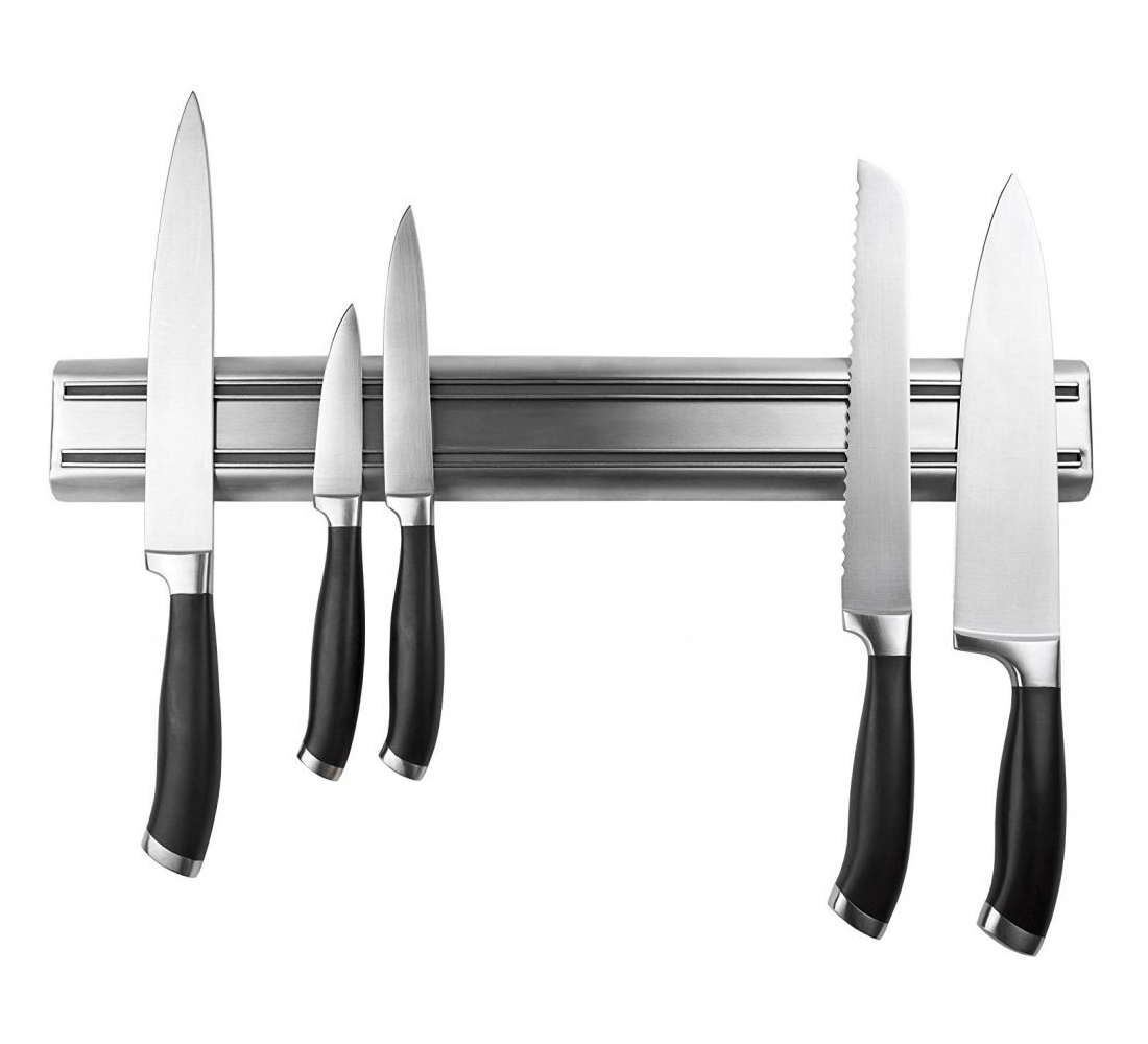 Barre magnétique pour couteaux et ustensiles de cuisine, longueur 38 cm -  le noir