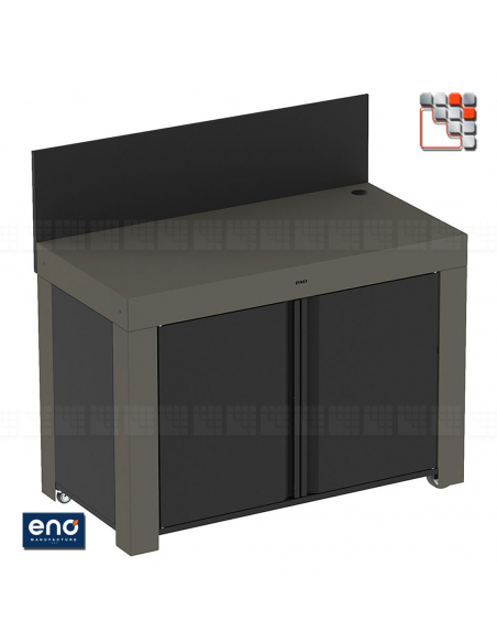 Meuble Mobile FELIX Gris Metal ENO E07-PMAP12070 ENO®  Planchas ENO et Chariots Bois Inox