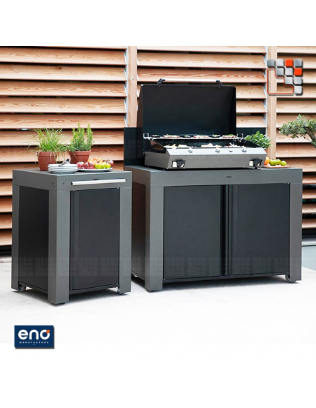 Meuble Mobile FELIX Gris Metal ENO E07-PMAP12070 ENO®  Planchas ENO et Chariots Bois Inox