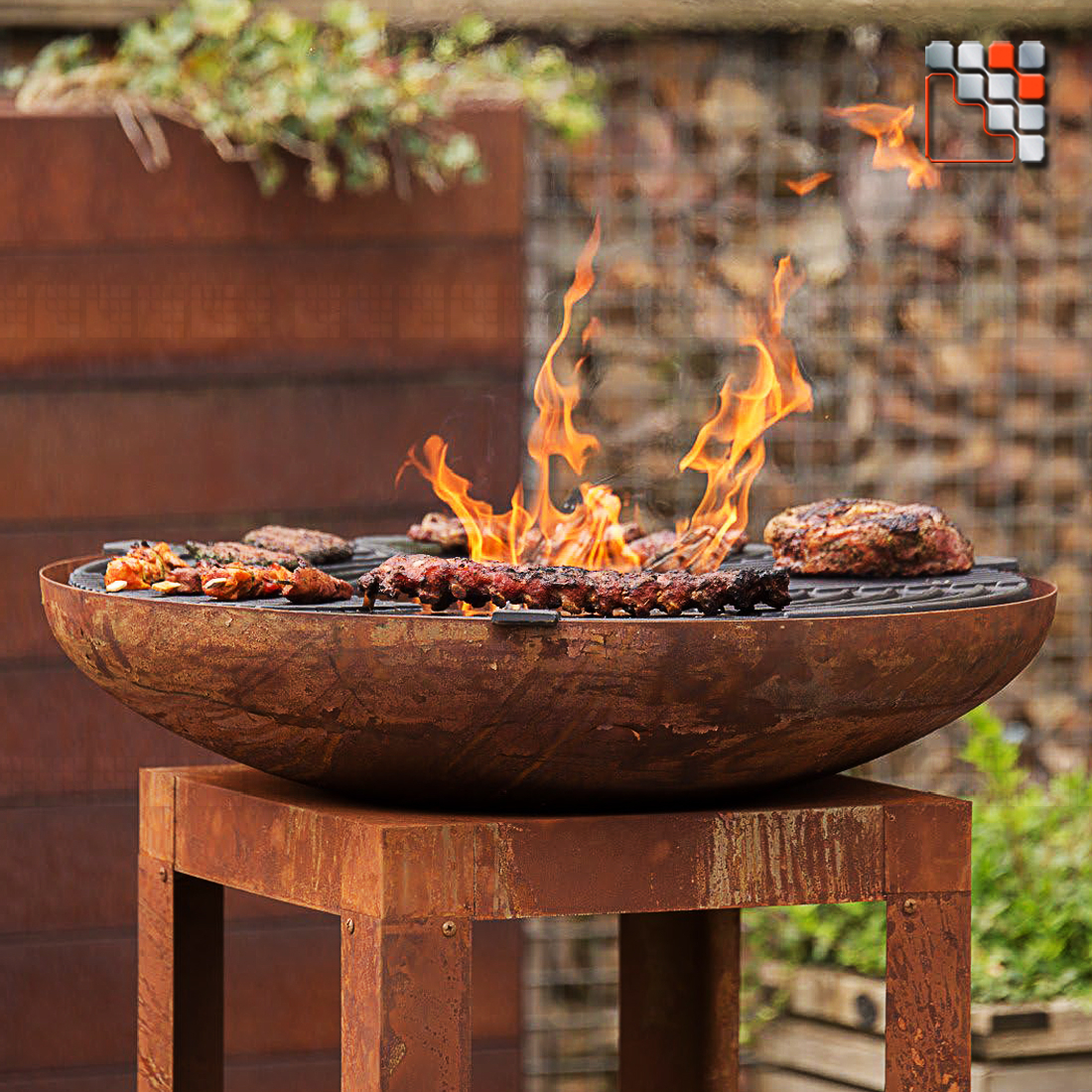 BRASERO RedFire Trinidad Barbecue Plancha Firepit avec rangement bo