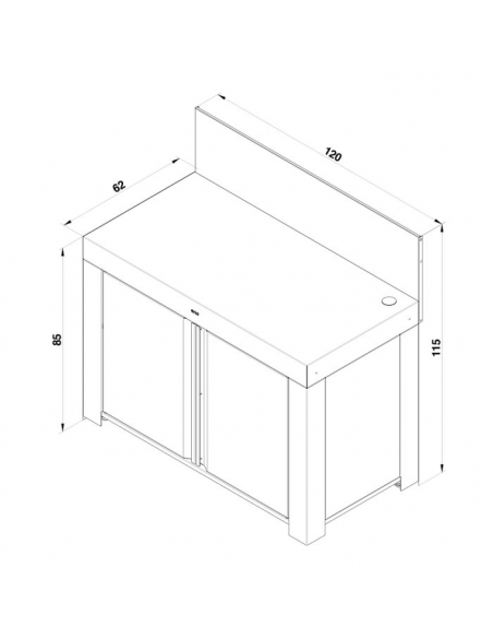 Meuble Mobile FELIX Gris Metal ENO E07-PMAP12070 ENO®  Planchas ENO et Chariots Bois Inox